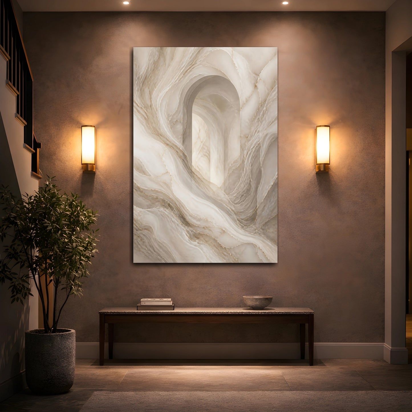 Mockup 2. Abstract Marble Archway shown as canvas print