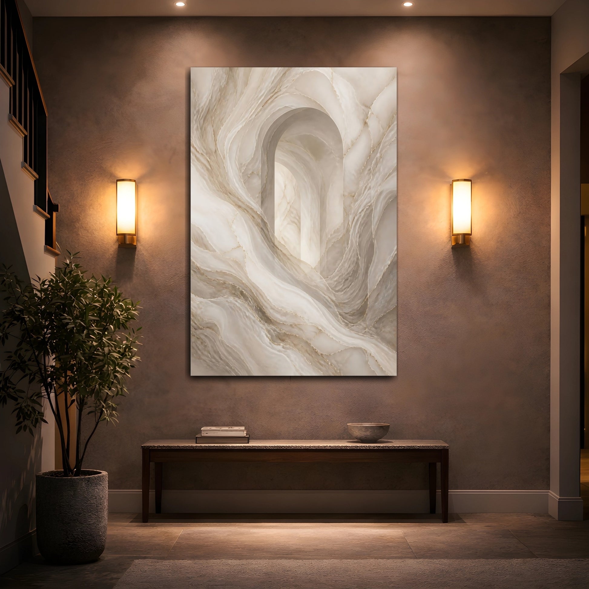 Mockup 2. Abstract Marble Archway shown as canvas print