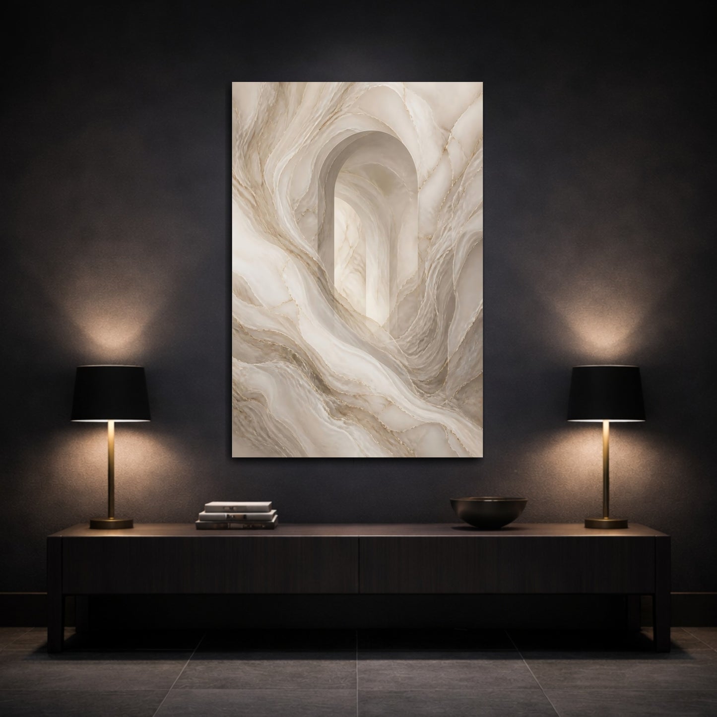 Mockup 3. Abstract Marble Archway shown as canvas print