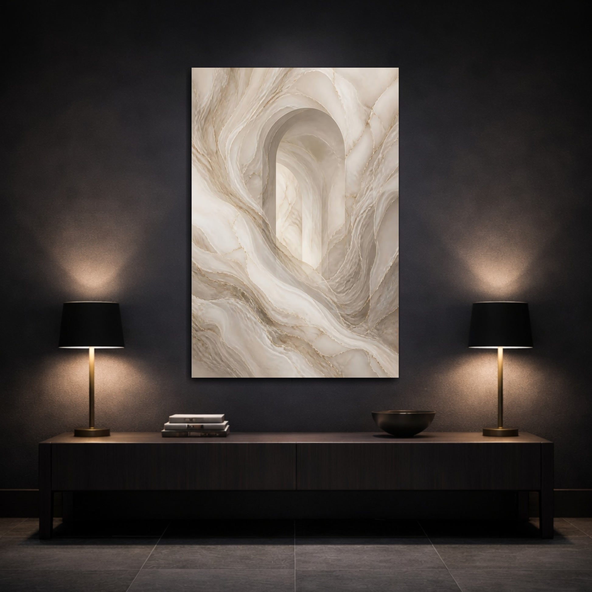 Mockup 3. Abstract Marble Archway shown as canvas print