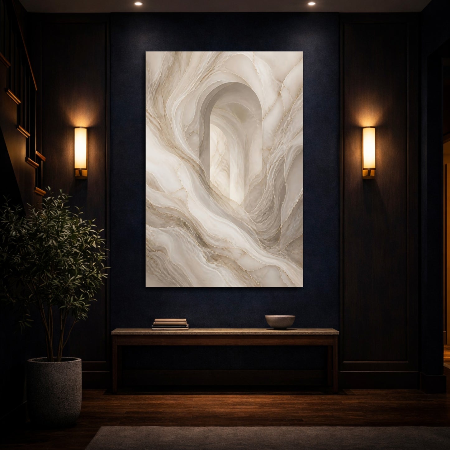 Mockup 4. Abstract Marble Archway shown as canvas print
