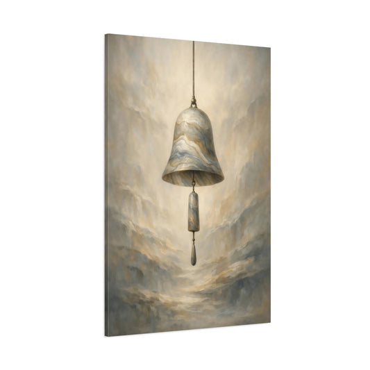 Main Mockup. Abstract Marble Bell Gold Gray Bell shown as stretched canvas wall art