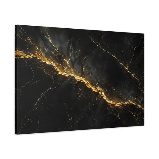 Main Mockup. Abstract Marble Black And Gold shown as stretched canvas wall art