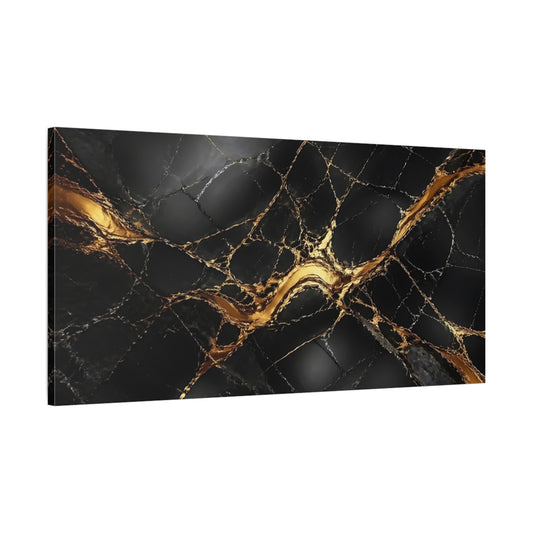 Main Mockup. Abstract Marble Black Gold Marble shown as stretched canvas wall art