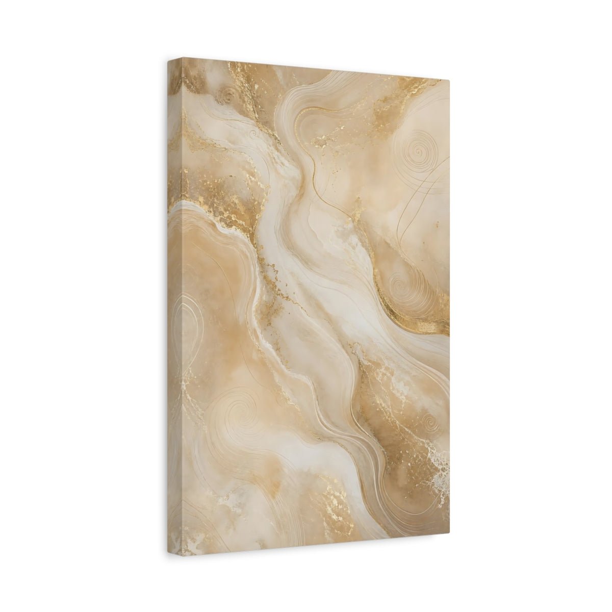 Abstract Marble Flow Beige And Gold Canvas Print – Living Room, Above Sofa - YesArtYes