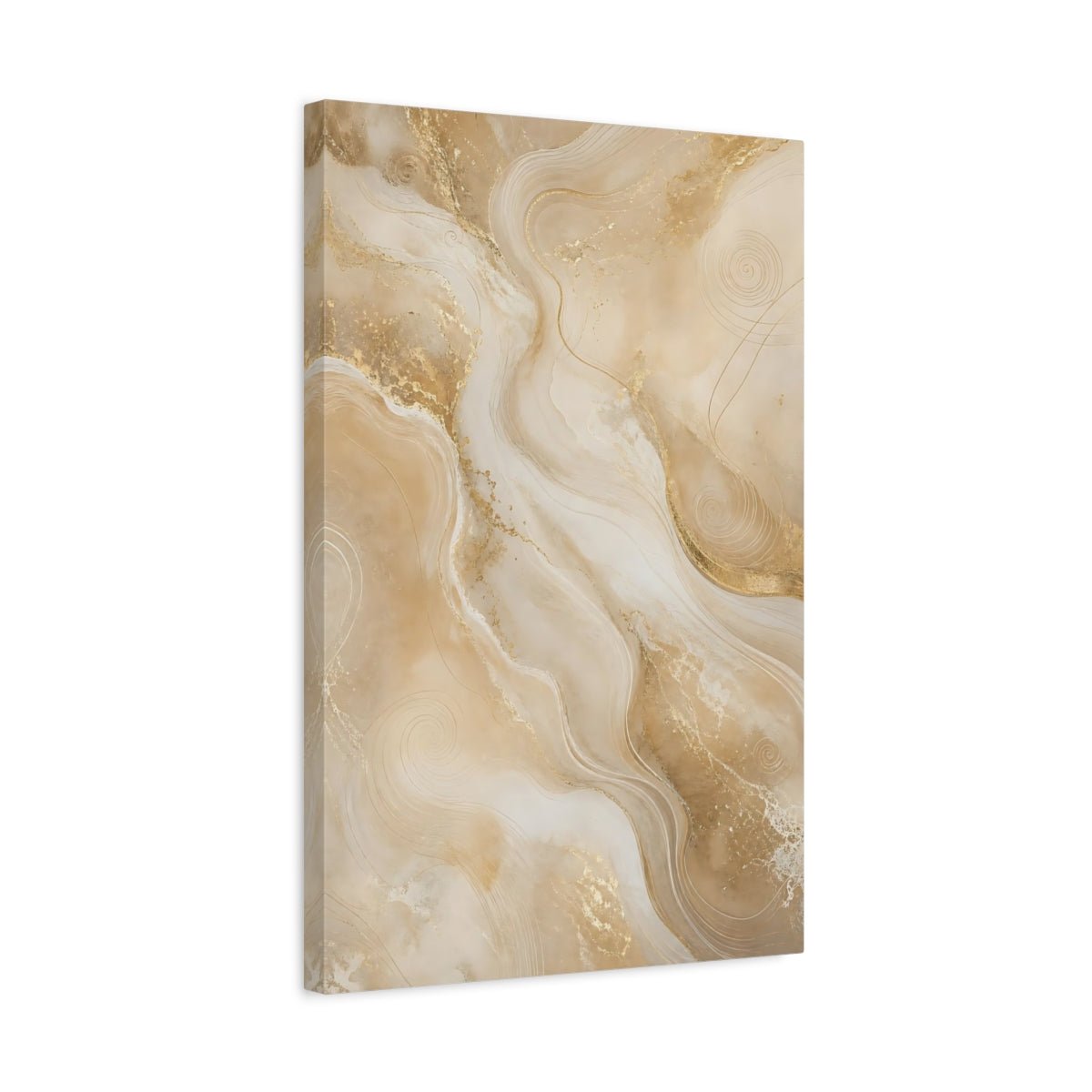 Abstract Marble Flow Beige And Gold Canvas Print – Living Room, Above Sofa - YesArtYes