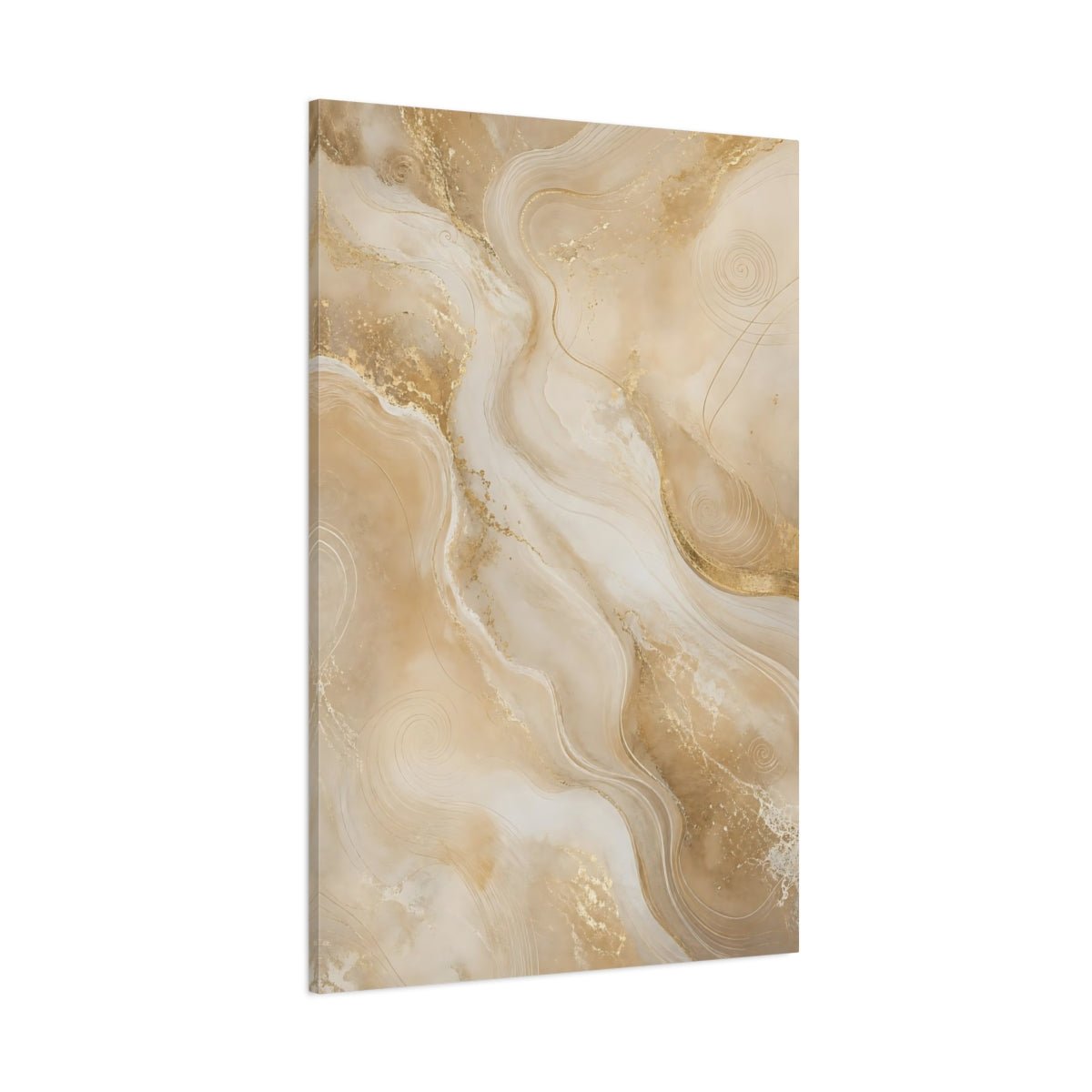 Abstract Marble Flow Beige And Gold Canvas Print – Living Room, Above Sofa - YesArtYes