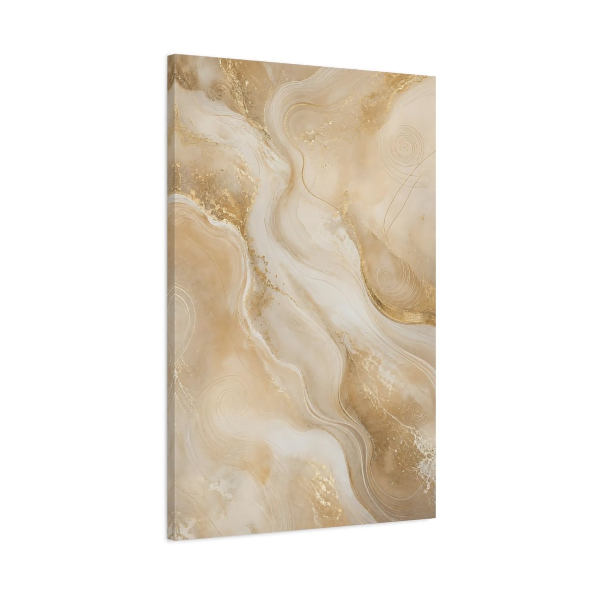 Abstract Marble Flow Beige And Gold Canvas Print – Living Room, Above Sofa - YesArtYes