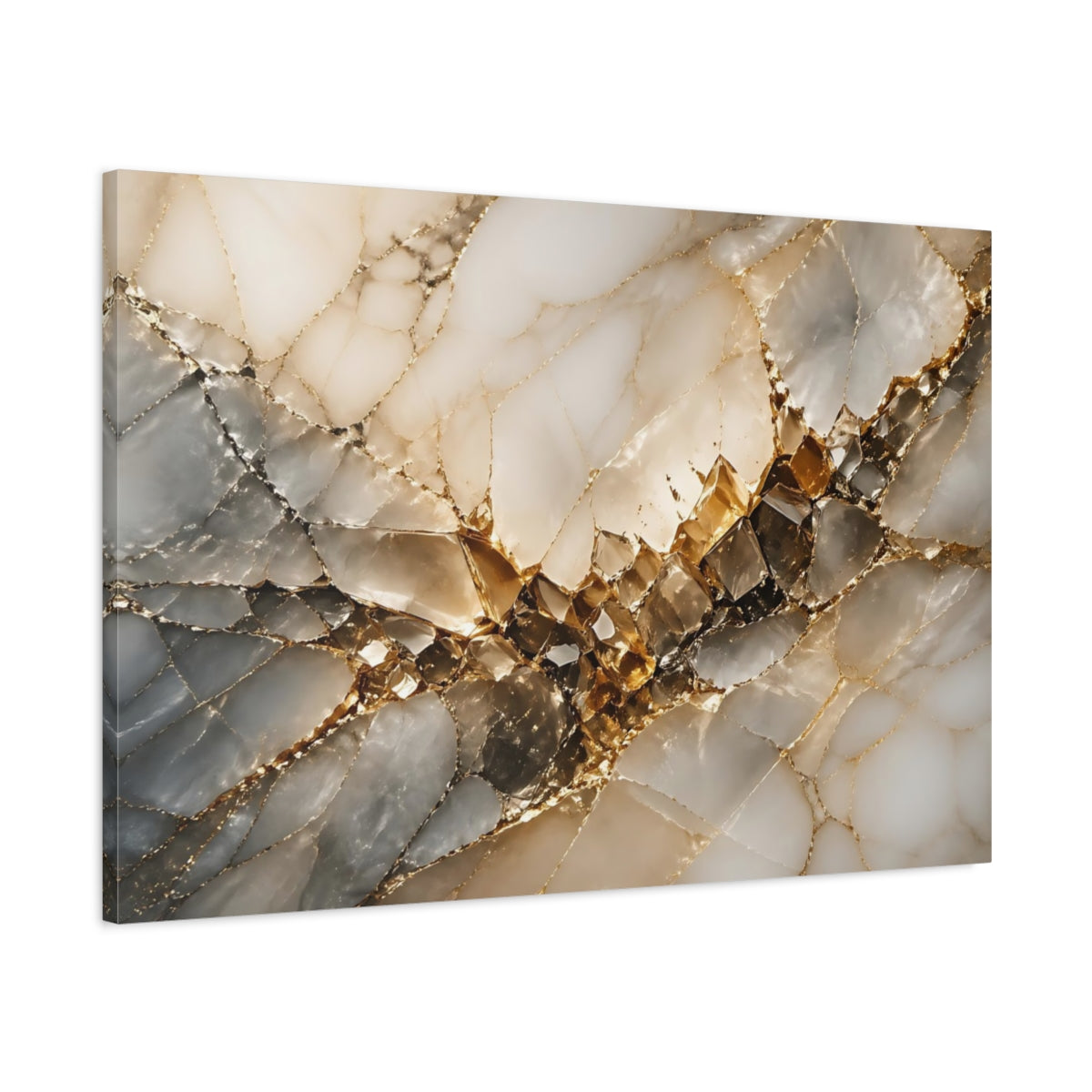 Main Mockup. Abstract Marble Geode Gold Marble Texture shown as stretched canvas wall art