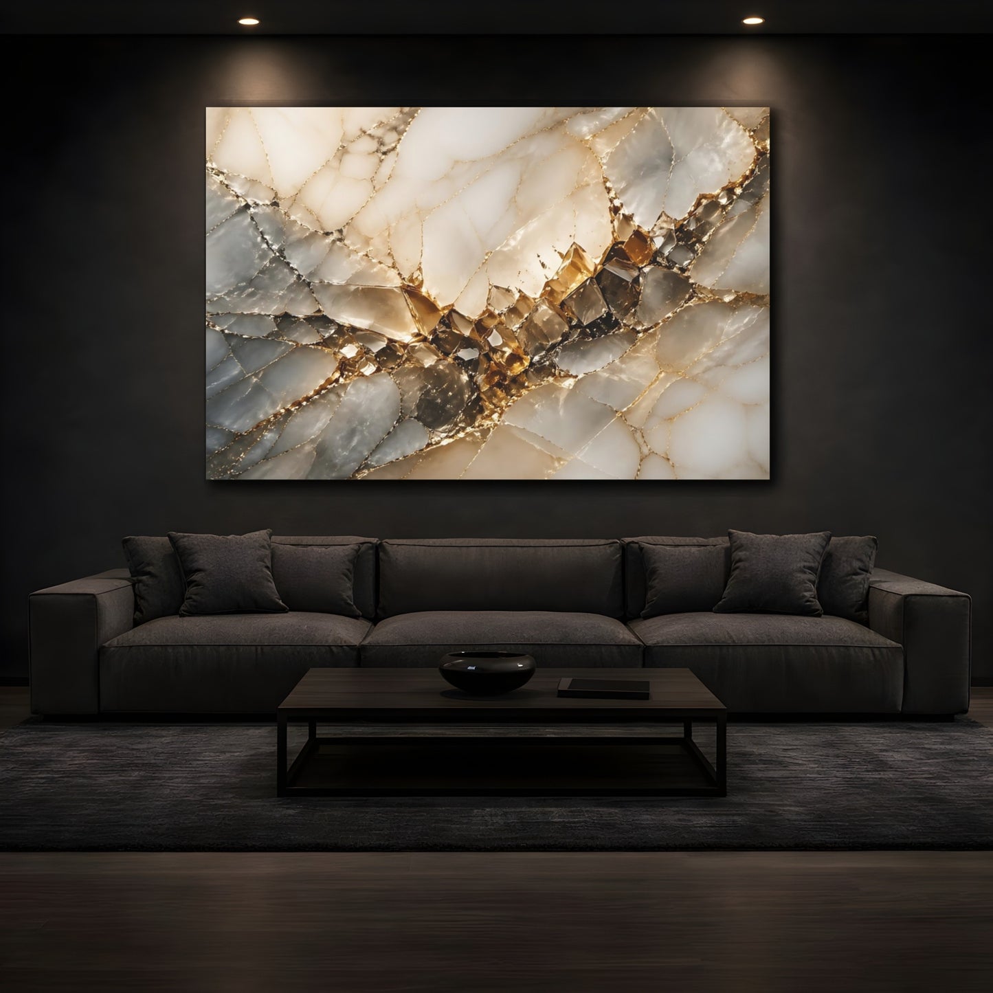 Mockup 3. Abstract Marble Geode Gold Marble Texture shown as stretched canvas wall art