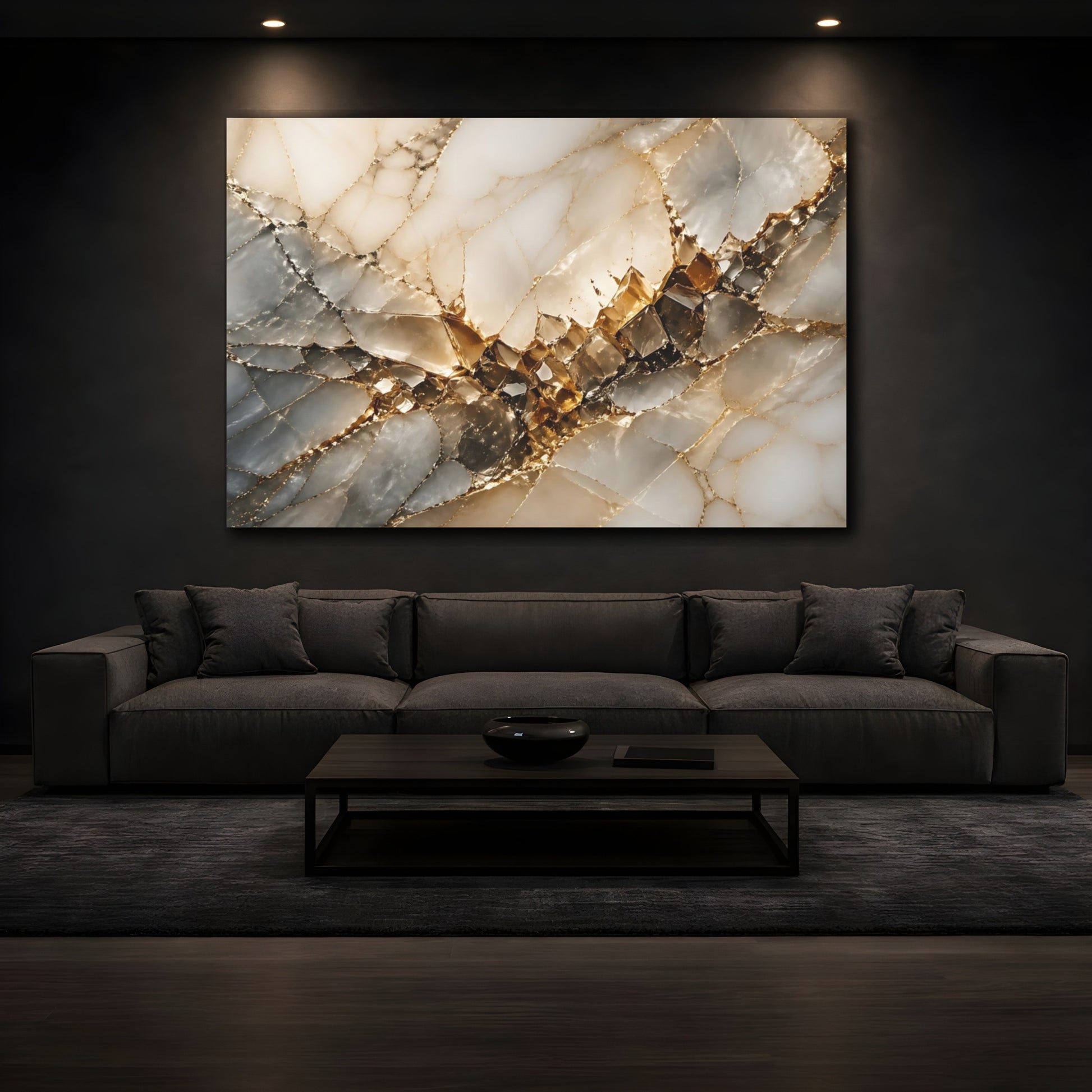 Mockup 3. Abstract Marble Geode Gold Marble Texture shown as stretched canvas wall art
