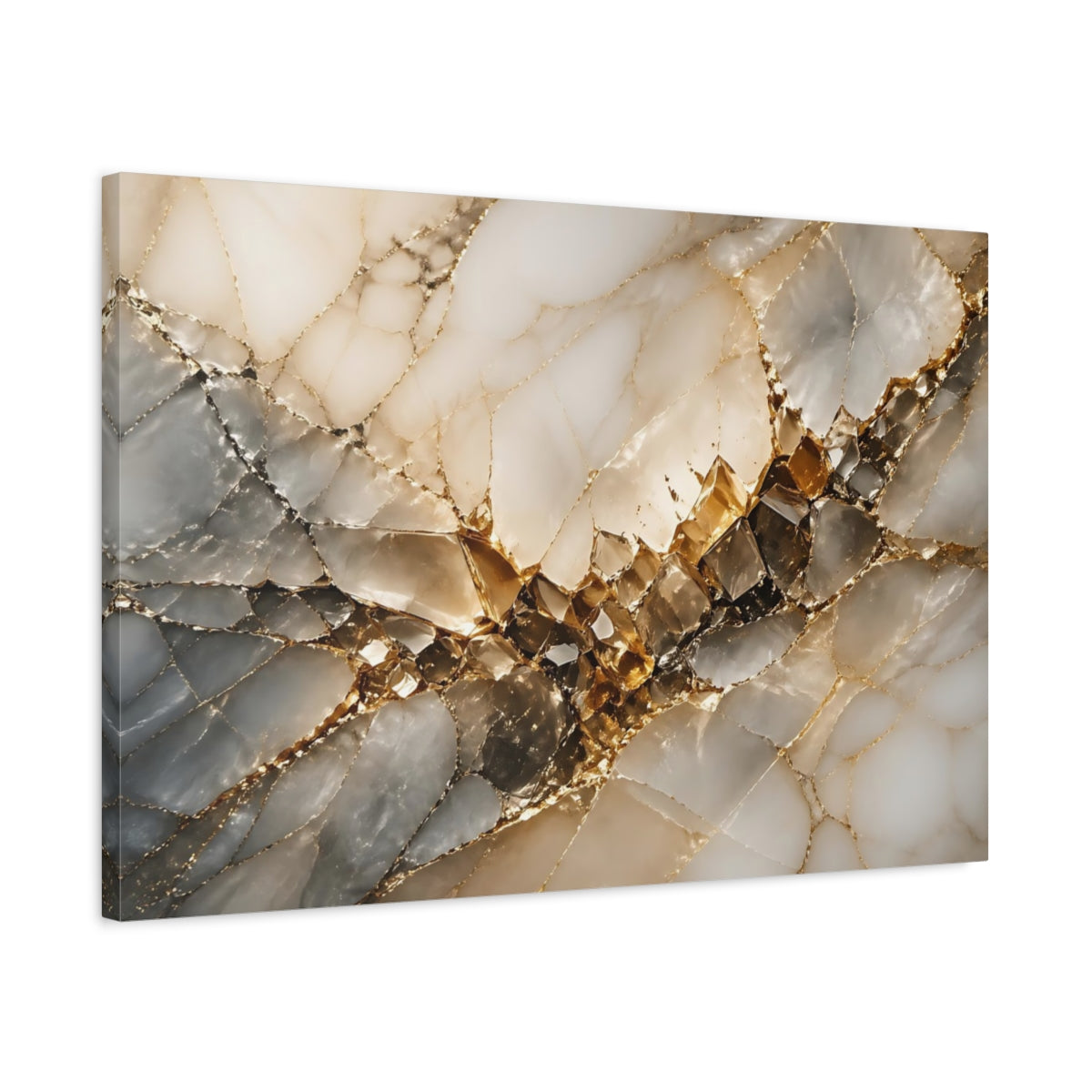 Side Mockup 2. Abstract Marble Geode Gold Marble Texture shown as stretched canvas wall art