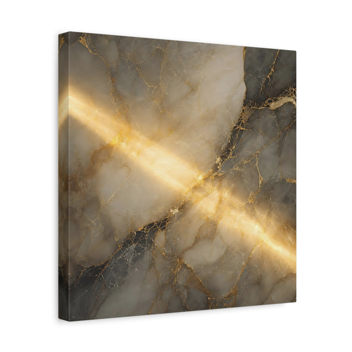 Side Mockup 7. Abstract Marble Gold And Gray shown as stretched canvas wall art