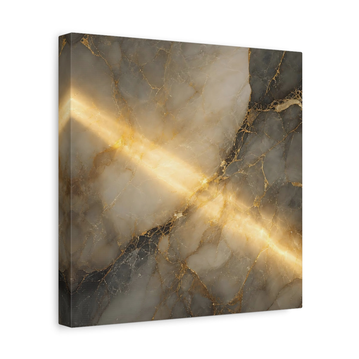 Side Mockup 8. Abstract Marble Gold And Gray shown as stretched canvas wall art