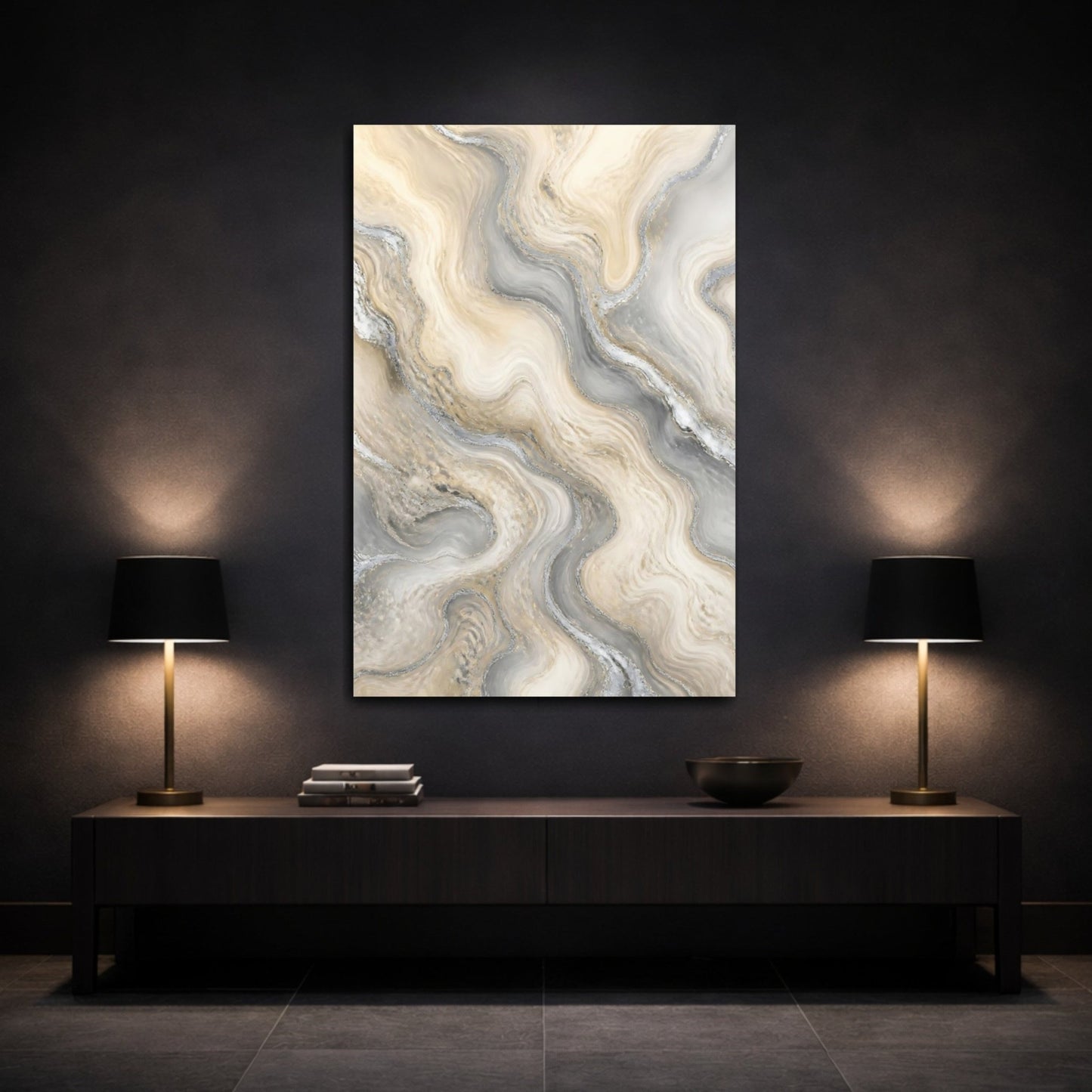 Abstract Marble Gold And Gray Canvas Wall Art Print – Living Room Decor, Above Fireplace - YesArtYes