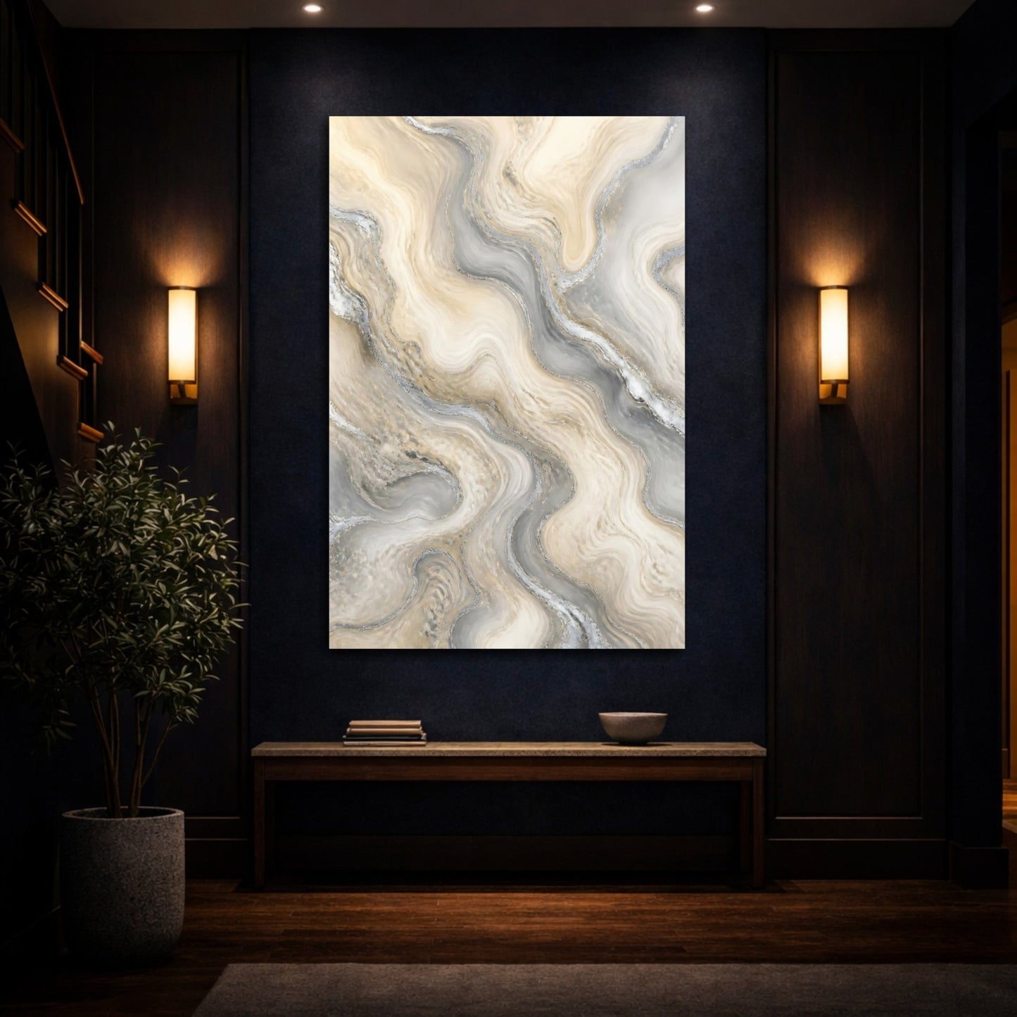 Abstract Marble Gold And Gray Canvas Wall Art Print – Living Room Decor, Above Fireplace - YesArtYes
