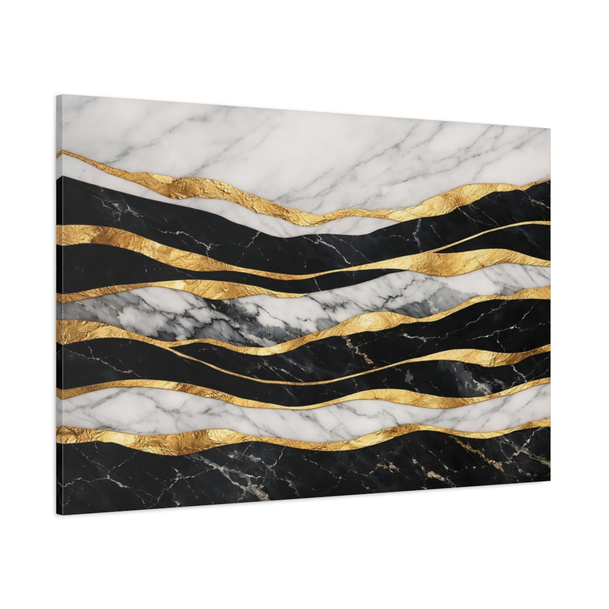 Main Mockup. Abstract Marble Gold Black White Gold Abstract shown as stretched canvas wall art