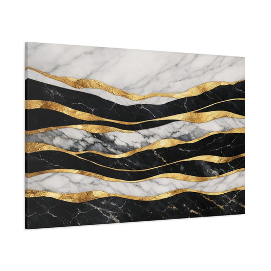 Main Mockup. Abstract Marble Gold Black White Gold Abstract shown as stretched canvas wall art