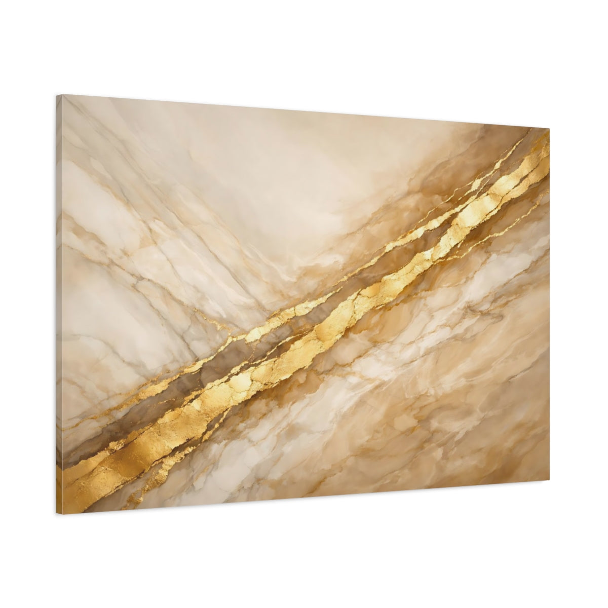 Main Mockup. Abstract Marble Gold Gold Marble shown as stretched canvas wall art