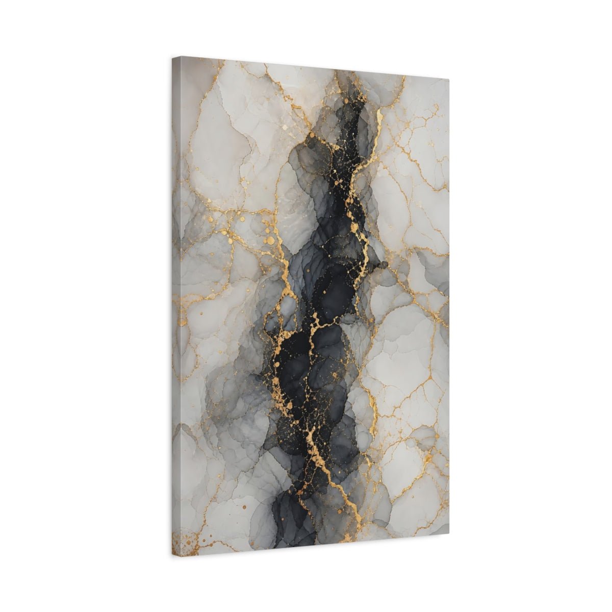 Abstract Marble Gray Gold Canvas Print – Modern Decor for Living Room, Above Couch - YesArtYes