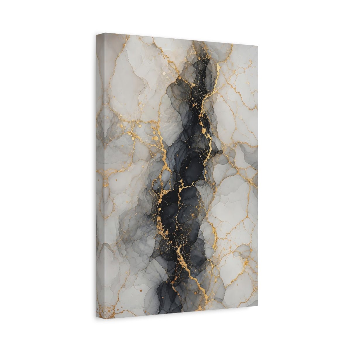 Abstract Marble Gray Gold Canvas Print – Modern Decor for Living Room, Above Couch - YesArtYes