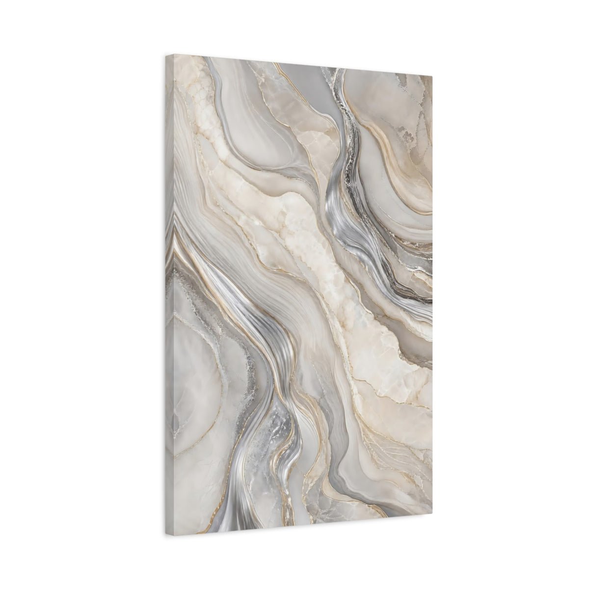Abstract Marble Grey Gold Canvas Print – Modern Living Room, Above Console Table - YesArtYes