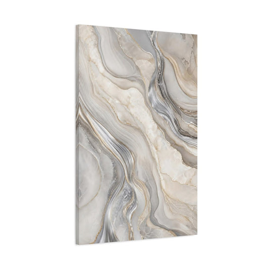 Abstract Marble Grey Gold Canvas Print – Modern Living Room, Above Console Table - YesArtYes