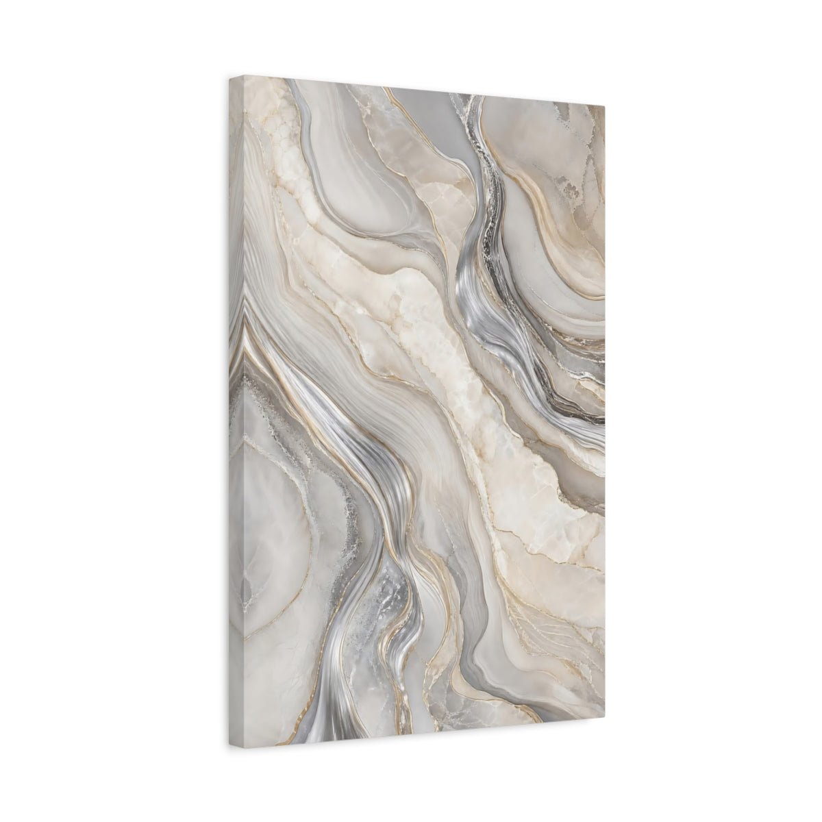 Abstract Marble Grey Gold Canvas Print – Modern Living Room, Above Console Table - YesArtYes
