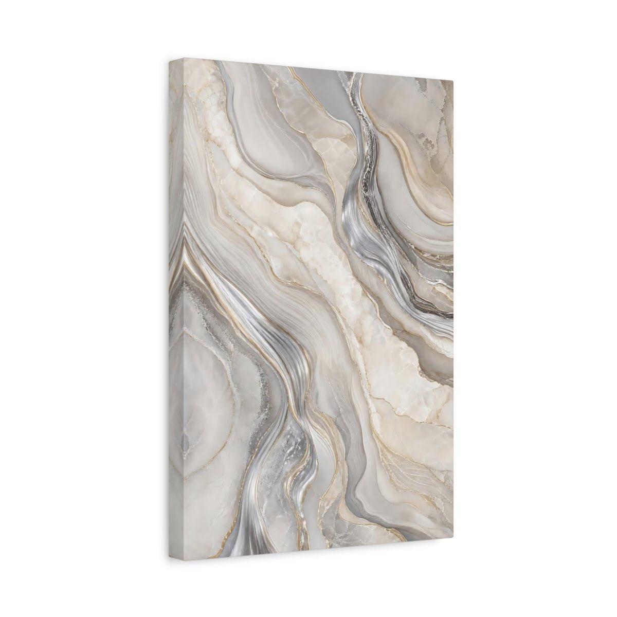 Abstract Marble Grey Gold Canvas Print – Modern Living Room, Above Console Table - YesArtYes