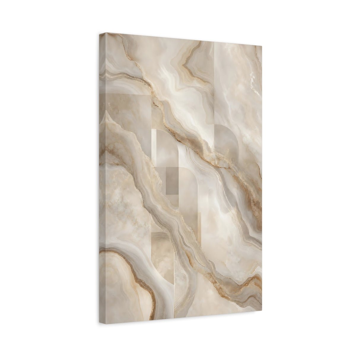 Abstract Marble Pattern Beige And Gold Canvas Wall Art Print – modern Living Room, Above Sofa - YesArtYes