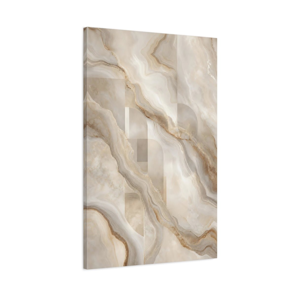 Abstract Marble Pattern Beige And Gold Canvas Wall Art Print – modern Living Room, Above Sofa - YesArtYes