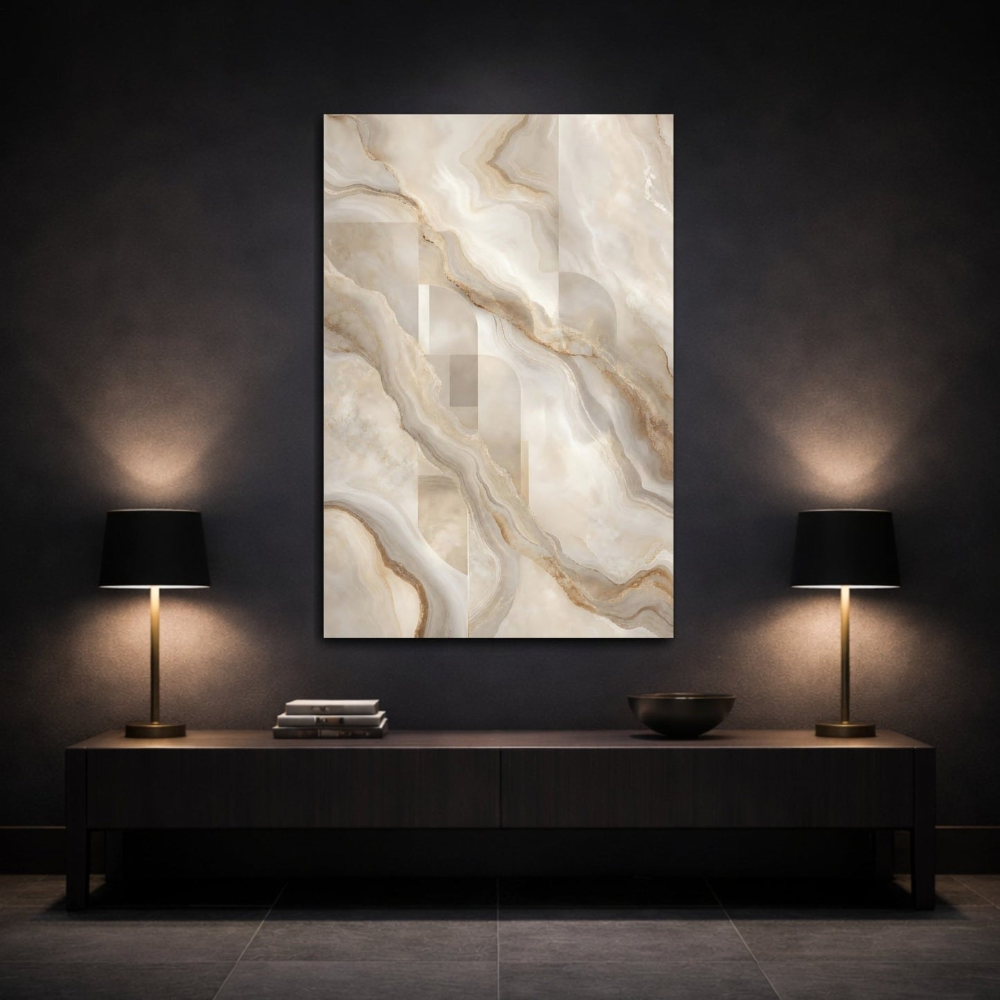 Abstract Marble Pattern Beige And Gold Canvas Wall Art Print – modern Living Room, Above Sofa - YesArtYes