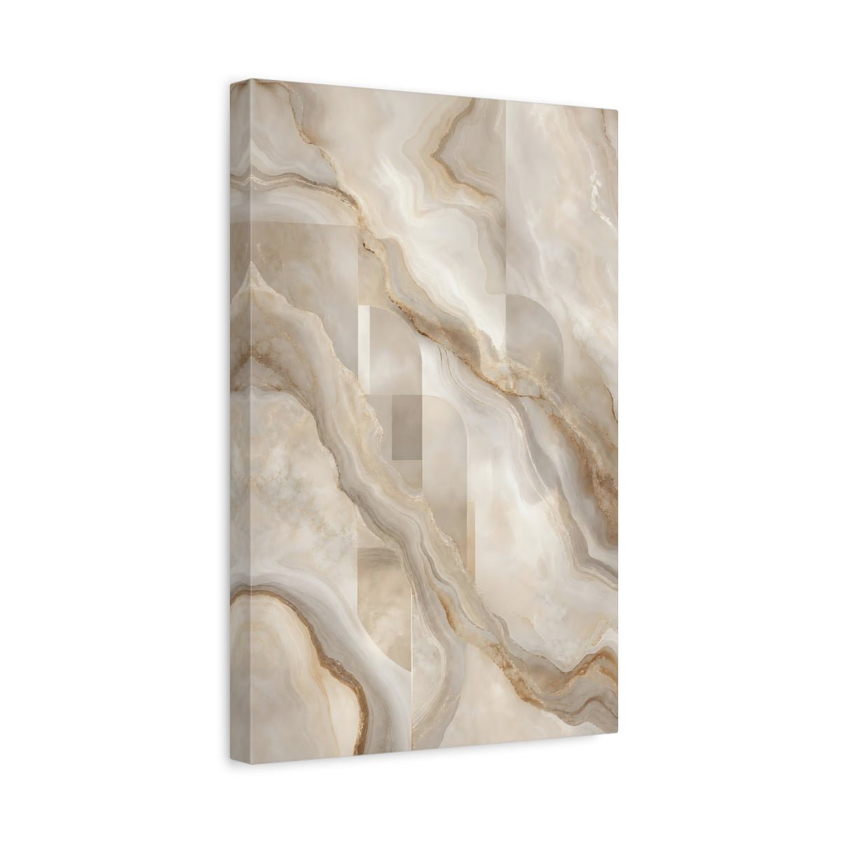 Abstract Marble Pattern Beige And Gold Canvas Wall Art Print – modern Living Room, Above Sofa - YesArtYes