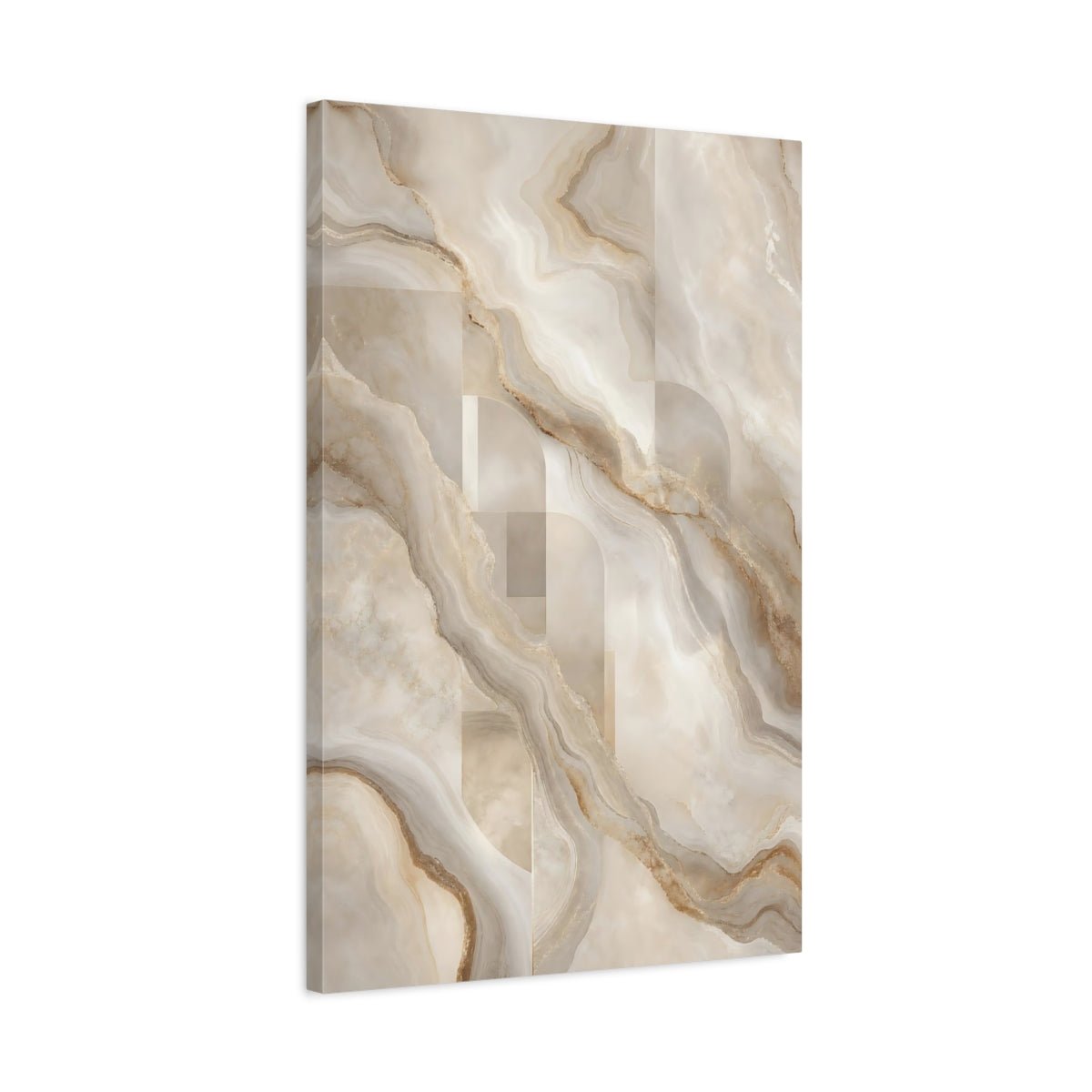 Abstract Marble Pattern Beige And Gold Canvas Wall Art Print – modern Living Room, Above Sofa - YesArtYes