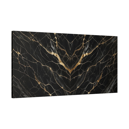 Main Mockup. Abstract Marble Pattern Black And Gold shown as stretched canvas wall art