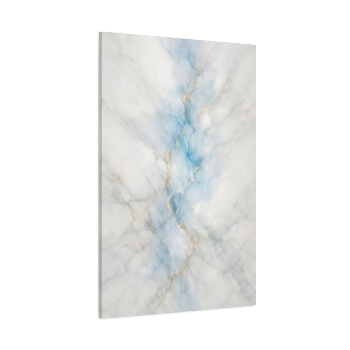 Main Mockup. Abstract Marble Pattern Blue Gold Marble shown as stretched canvas wall art