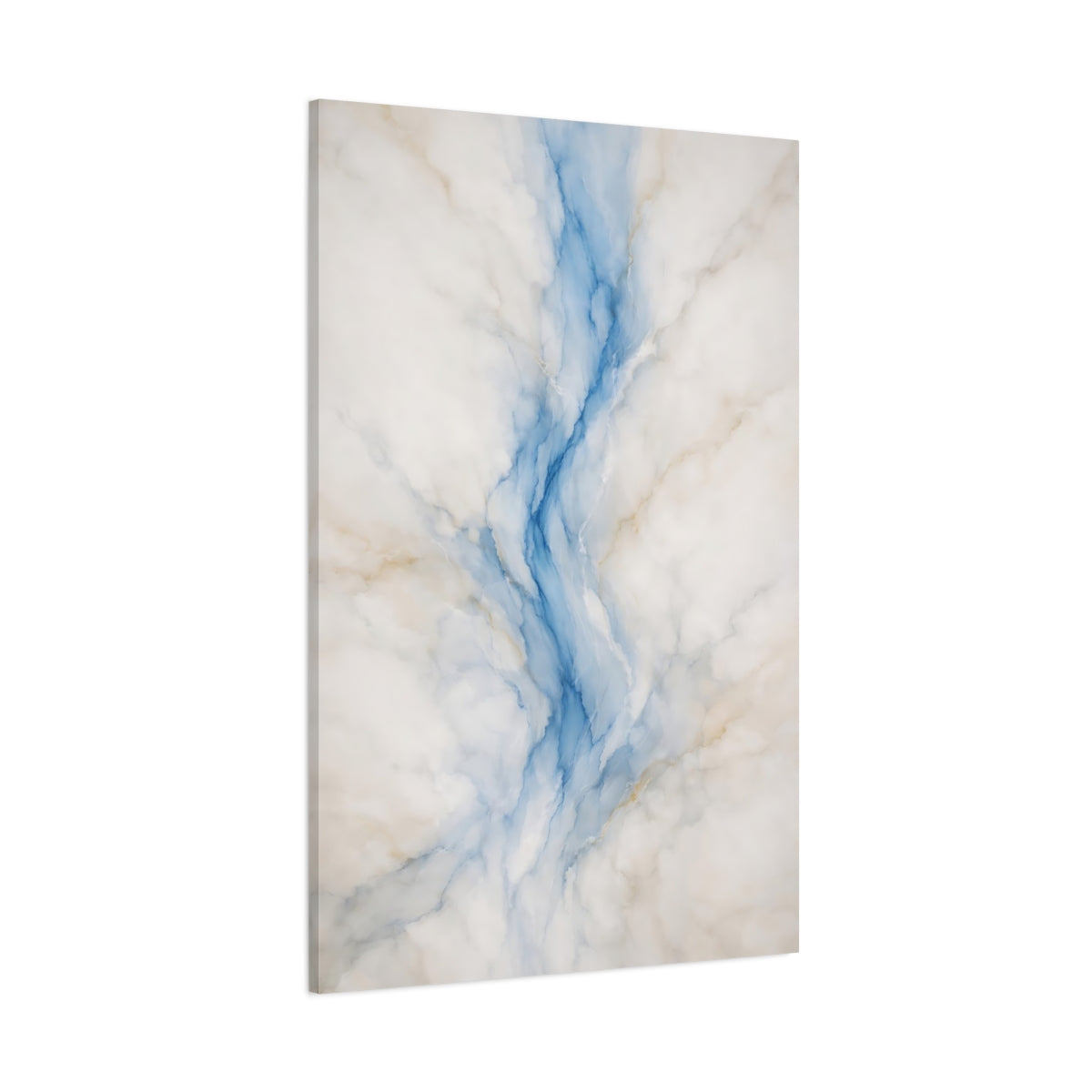 Main Mockup. Abstract Marble Pattern Blue White Marble shown as stretched canvas wall art