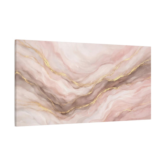 Main Mockup. Abstract Marble Pattern Pink Gold Marble shown as stretched canvas wall art