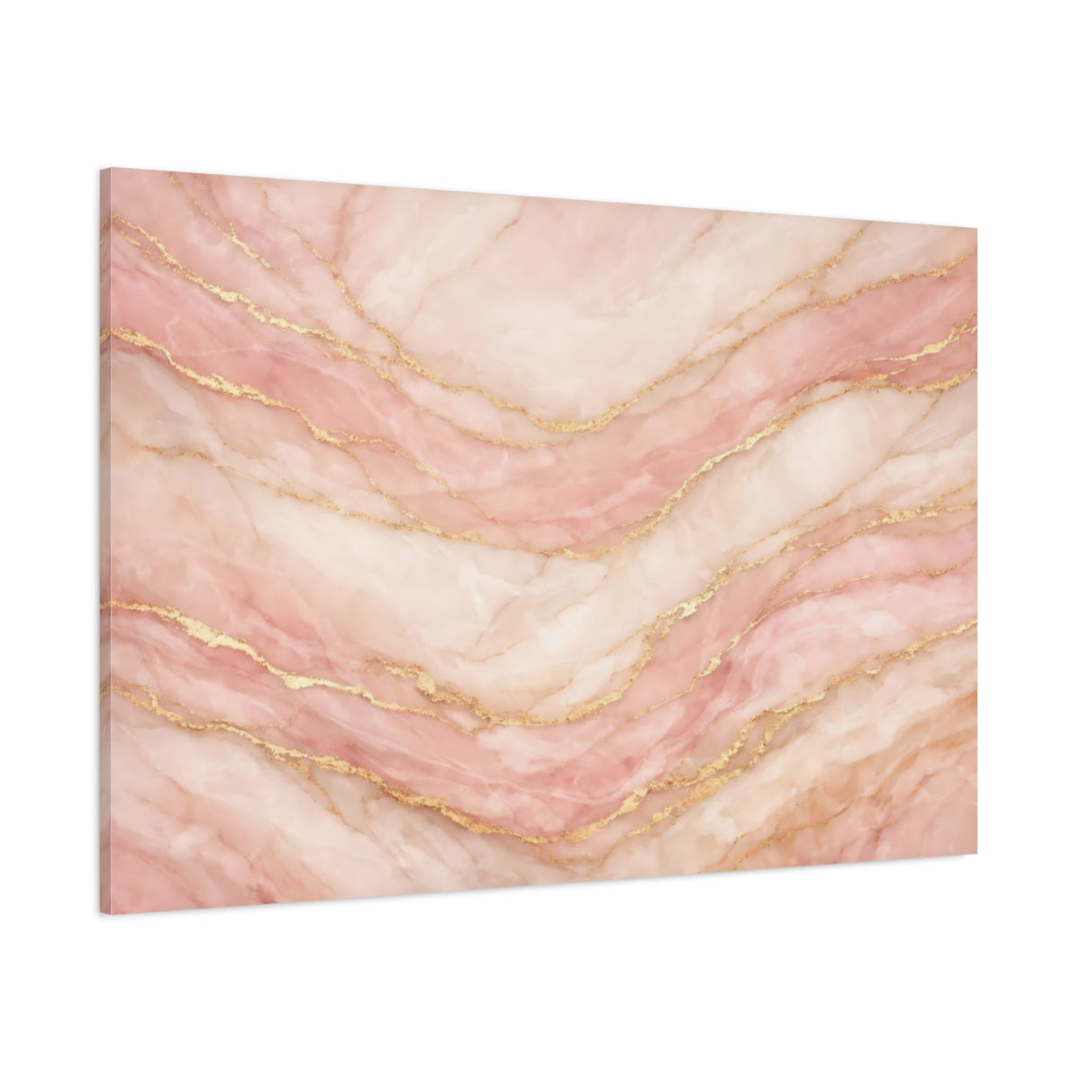 Main Mockup. Abstract Marble Pattern Rose Gold Marble shown as stretched canvas wall art