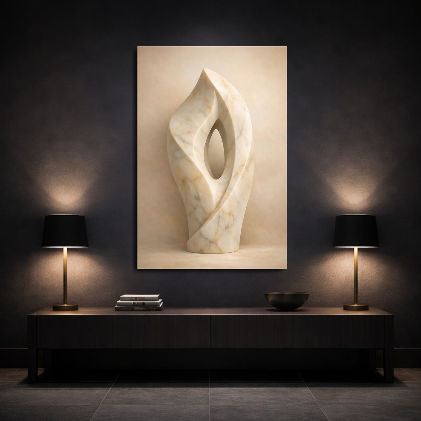 Abstract Marble Sculpture Marble Abstract Sculpture shown as front canvas room wall art