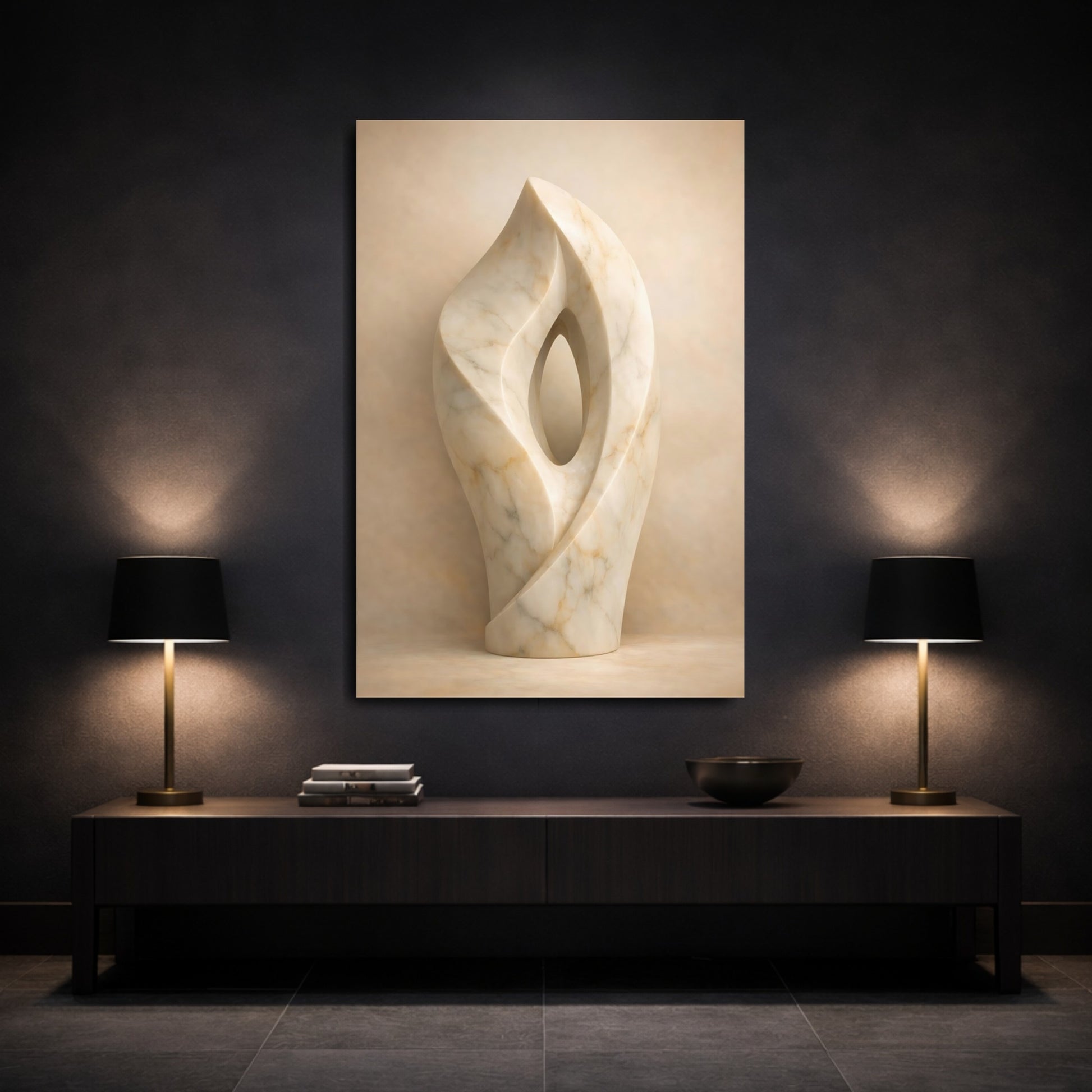 Abstract Marble Sculpture Marble Abstract Sculpture shown as front canvas room wall art