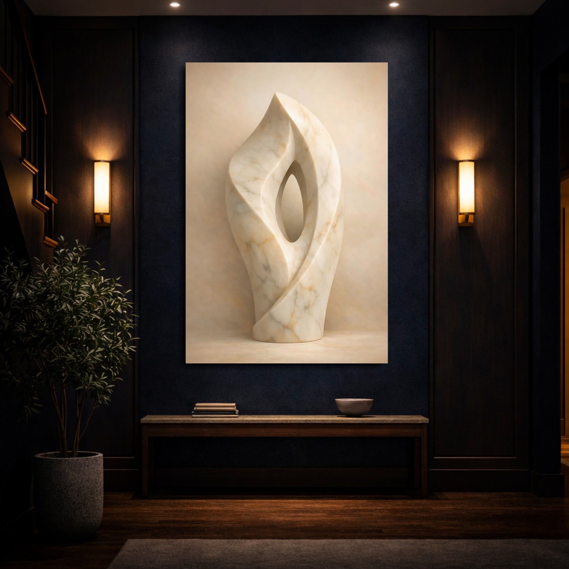 Abstract Marble Sculpture Marble Abstract Sculpture shown as front canvas room wall art