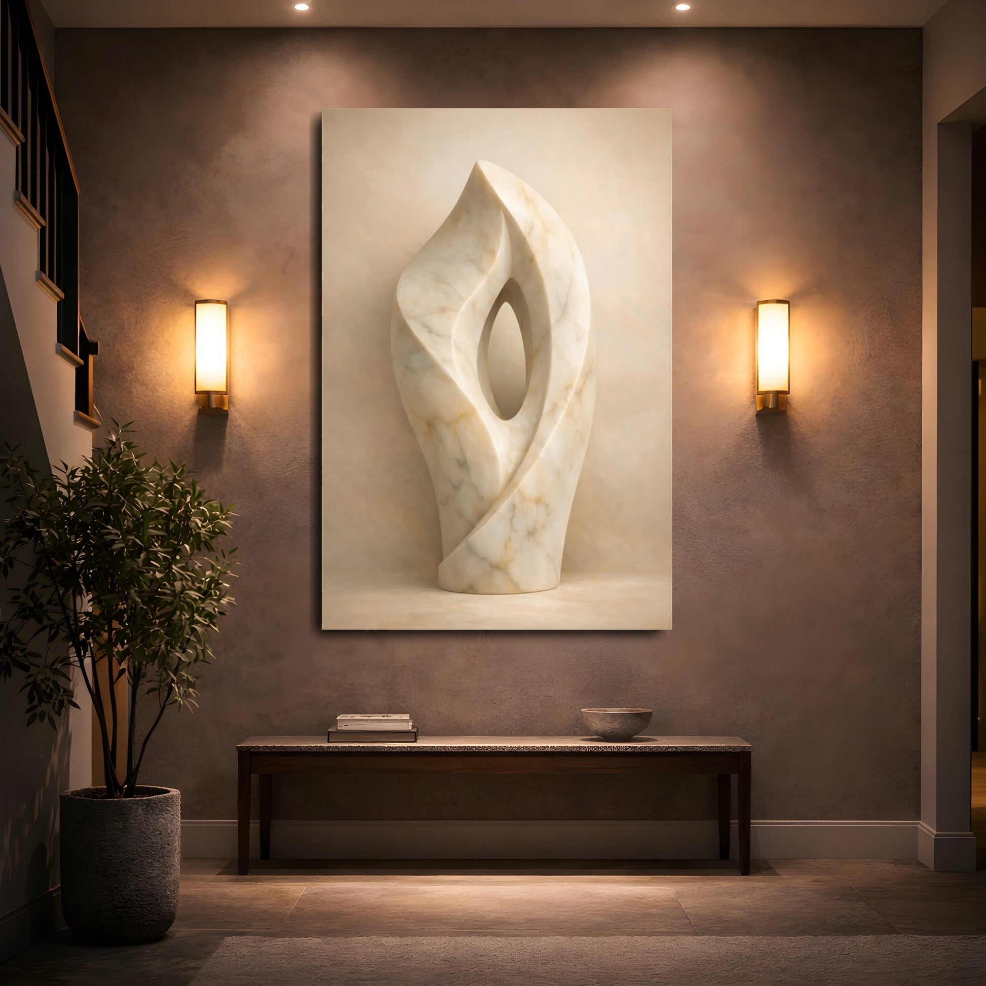 Abstract Marble Sculpture Marble Abstract Sculpture shown as front canvas room wall art