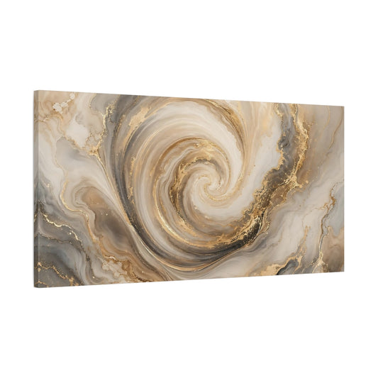 Main Mockup. Abstract Marble Swirl Gold And Grey shown as stretched canvas wall art