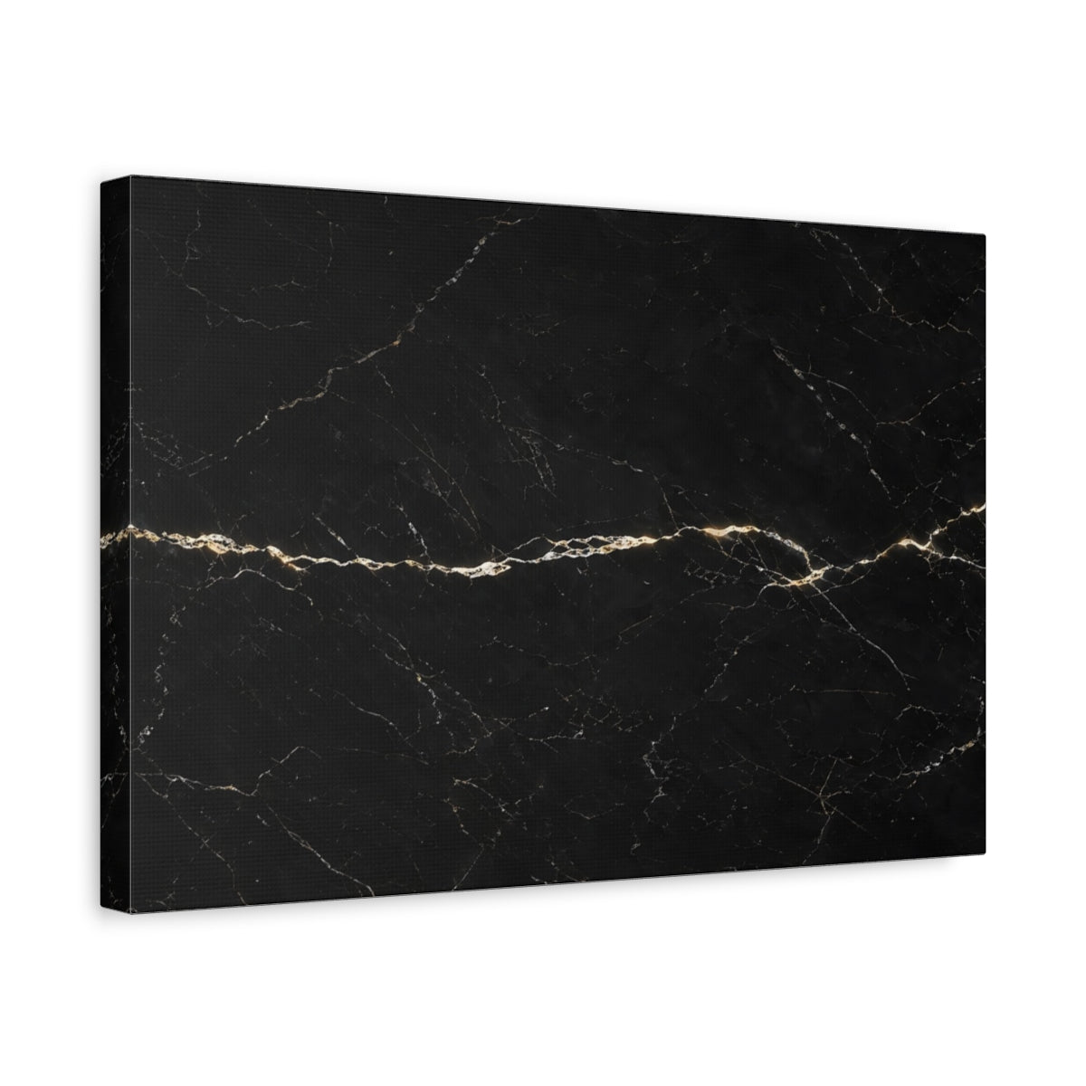 Side Mockup 4. Abstract Marble Texture Black And Gold shown as stretched canvas wall art