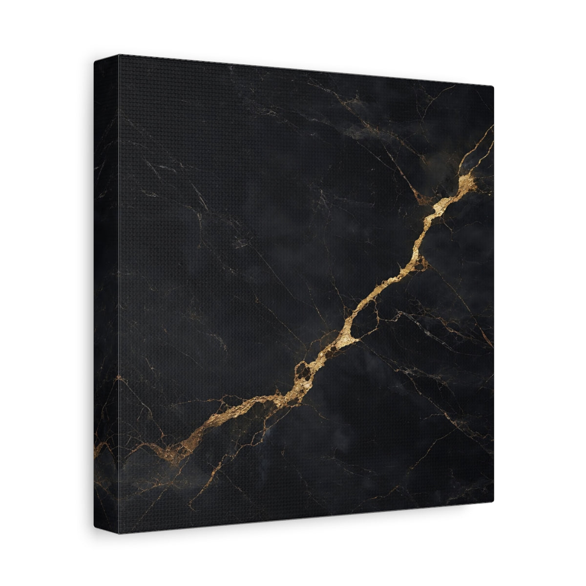 Side Mockup 9. Abstract Marble Texture Black Gold Abstract shown as stretched canvas wall art