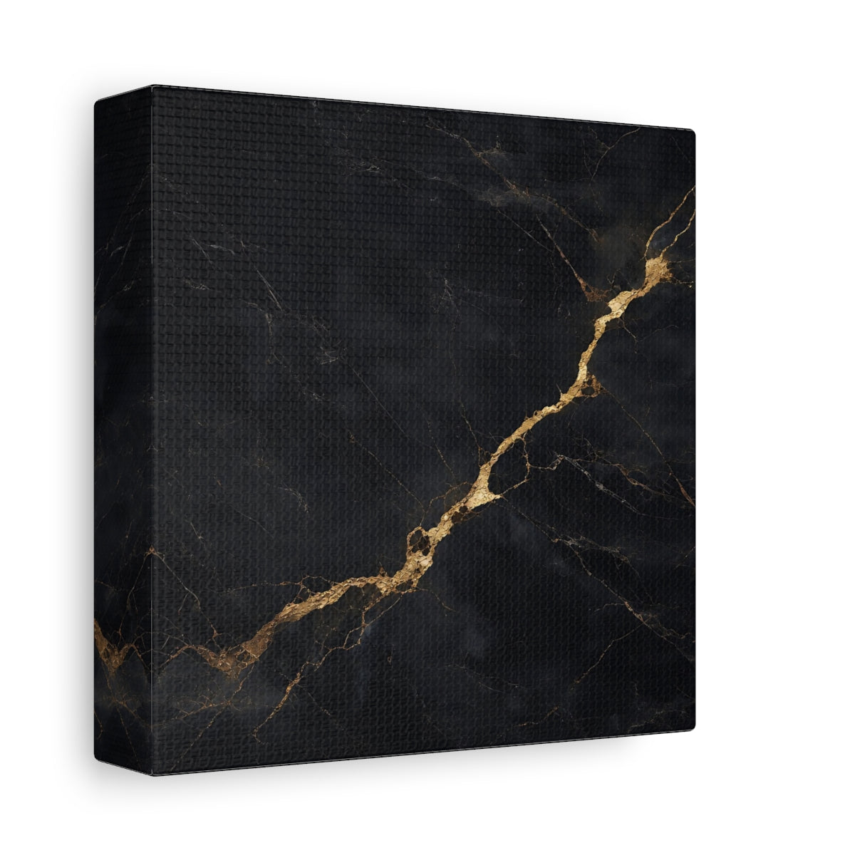 Side Mockup 2. Abstract Marble Texture Black Gold Abstract shown as stretched canvas wall art