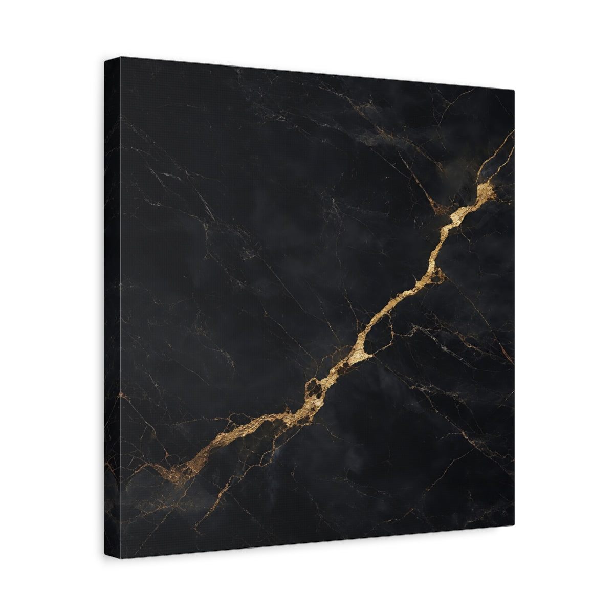 Side Mockup 6. Abstract Marble Texture Black Gold Abstract shown as stretched canvas wall art