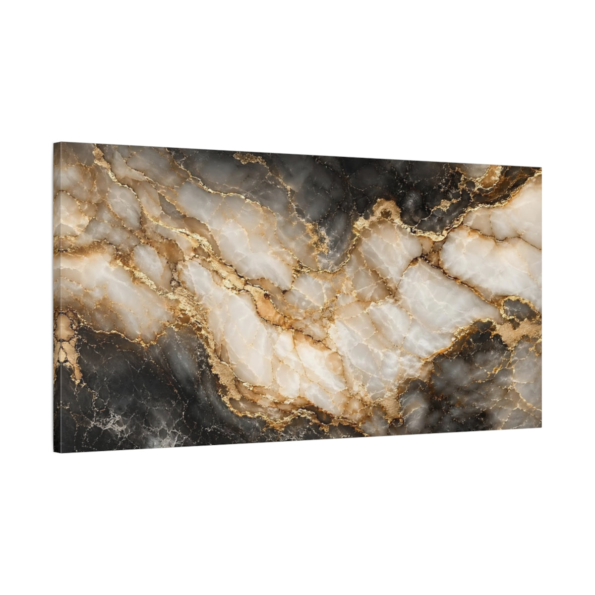 Main Mockup. Abstract Marble Texture Black Gold Marble shown as stretched canvas wall art