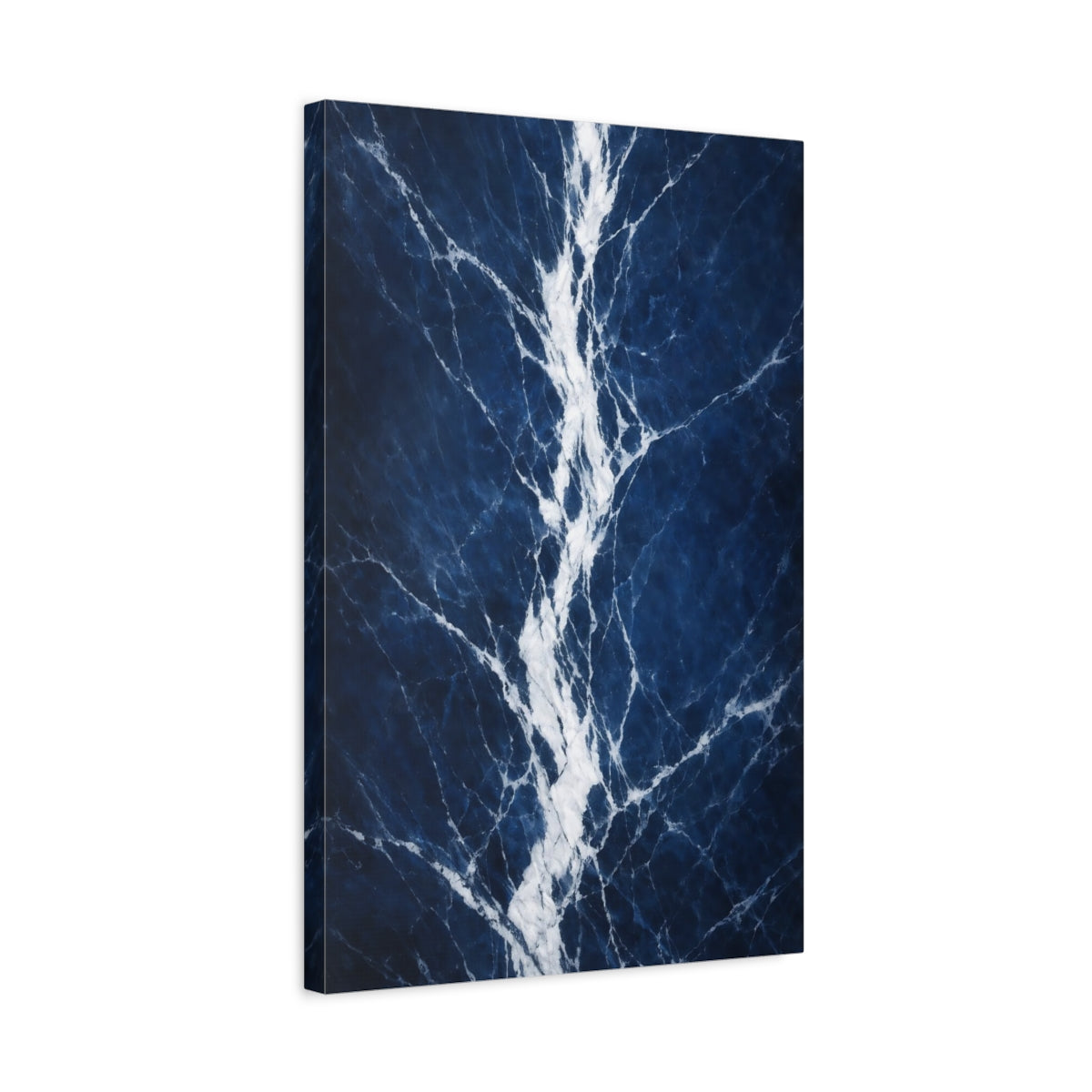 Side Mockup 3. Abstract Marble Texture Blue Marble shown as stretched canvas wall art